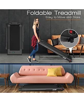 2-in-1 Folding Treadmill with Remote Control and Led Display-Black