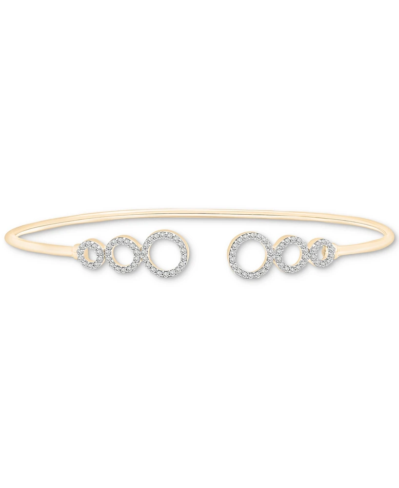 Wrapped Diamond Circles Wire Cuff Bangle Bracelet (1/4 ct. t.w.) in 14k Gold, Created for Macy's