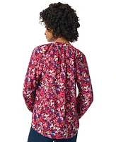 Jones New York Petite Mixed-Print V-Neck Long-Sleeve Top