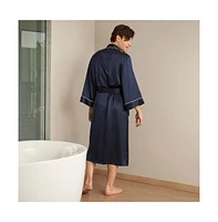 Lilysilk Men's 22 Momme Kimono Silk Robe with Piping for Men