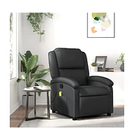 vidaXL Massage Recliner Chair Gray Real Leather