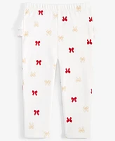 First Impressions Baby Girls Bows-Print Ruffled-Back Pants, Created for Macy's