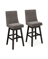 Sugift Set of 2 360° Swivel Bar Stool with Rubber Wood Legs Footrest