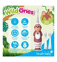 Brush-Baby WildOnes Monkey Kids Electric Rechargeable Toothbrush | Childrens Electric Toothbrush | Animal Character Toothbrush