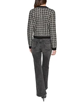 Karl Lagerfeld Paris Petite Checkered Cardigan Sweater