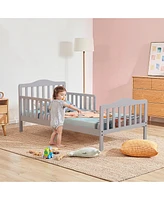 Kids Toddler Wood Bed Bedroom Furniture w/ Guardrails