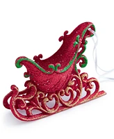 Holiday Lane Christmas Glitters Red & Green Glitter Sleigh Ornament, Created for Macy's