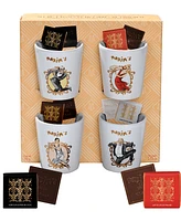 Maxim's De Paris Four Coffee Cups with Assorted Chocolate Squares, 16 Piece