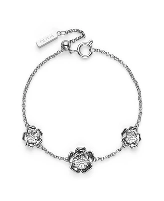 Olivia Burton Women's Tudor Rose Silver Tone Bracelet