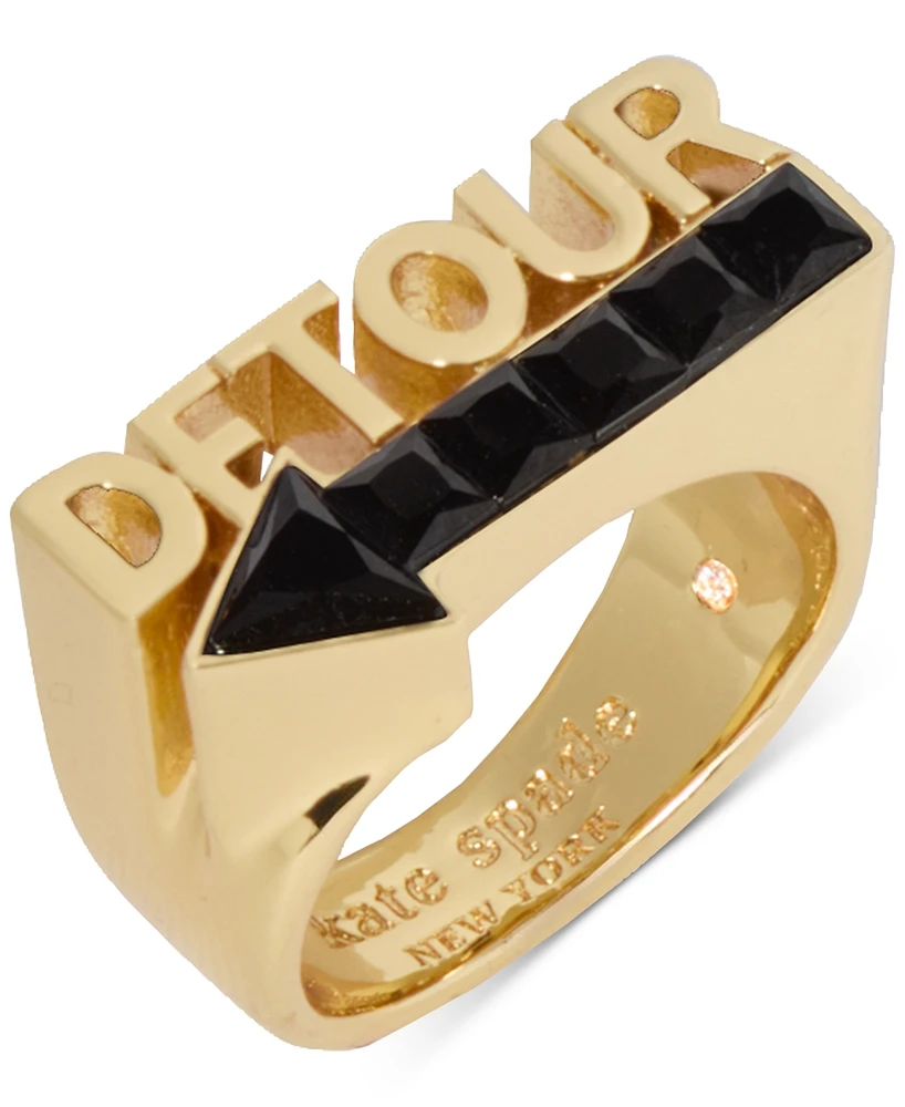 Kate Spade New York Gold-Tone Jet Cubic Zirconia Detour Statement Ring