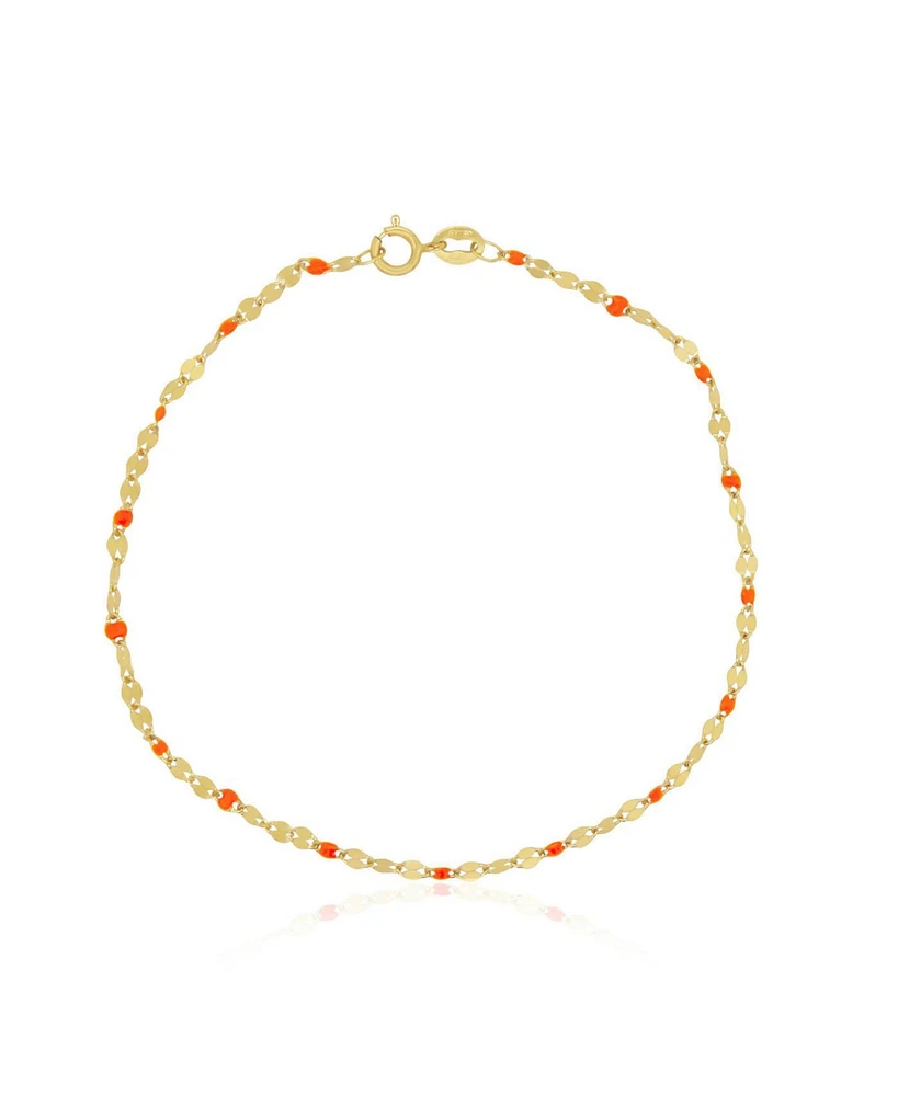 The Lovery Orange Enamel Glitter Bracelet 14K Gold