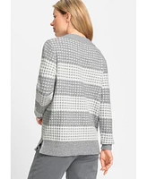 Olsen Women's Long Sleeve Grid Stitch Sweater