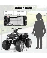 Costway 24V Kids Ride-On Electric Atv 4-Wheeler Quad Car with Wireless Connection