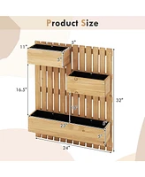 Costway Wall Mounted Garden Planter with 3 Planter Boxes Drainage Holes Non-woven Liners