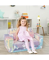 Costway 2-in-1 Flip Out Kid s Sofa Chair Convertible Toddler Couch to Lounger