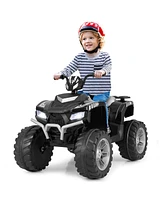 Costway 24V Kids Ride-On Electric Atv 4-Wheeler Quad Car with Wireless Connection