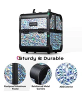 Byootique Makeup Train Case Cosmetic Organizer w/ Mirror Mermaid Silver Artist