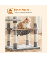 Slickblue Multi-level Cat Tree With Sisal-covered Scratching Posts, Plush Perches, Hammock and Condo for