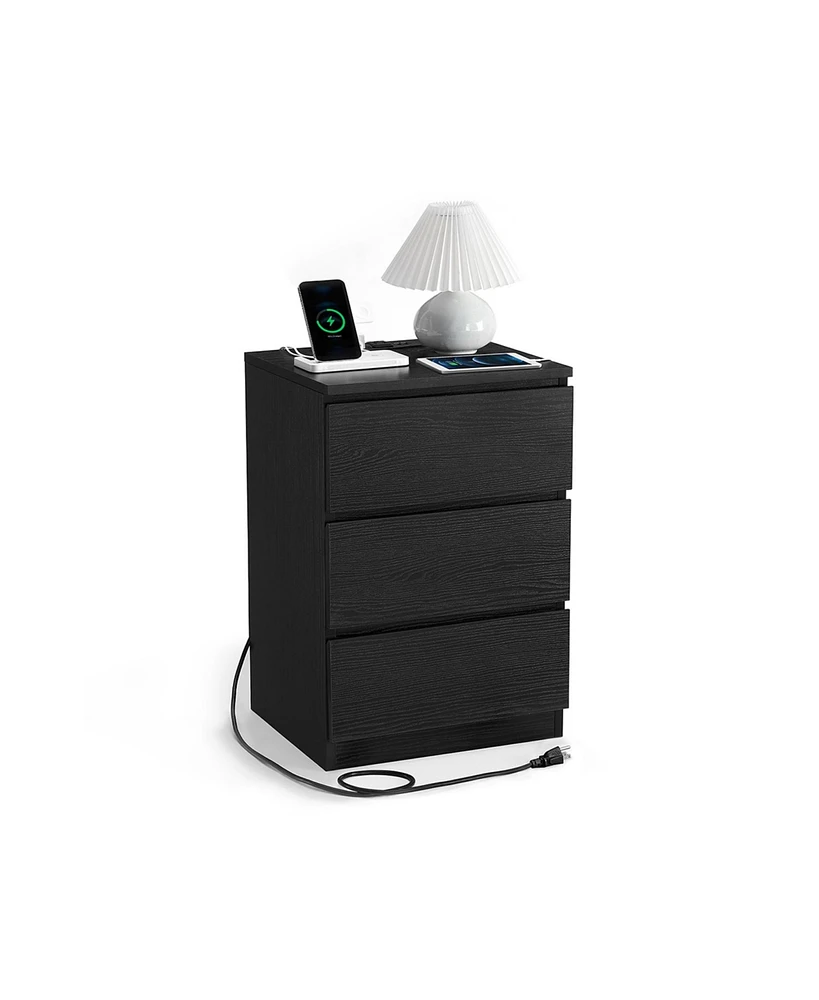 Slickblue Nightstand with Charging Station for Convenient Power Access and Sleek Design