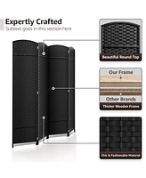 Sorbus 4 Panel Room Divider Panel, 6 ft. Tall Extra Wide Double Hinged Panels - Folding Privacy Screens Gray Line
