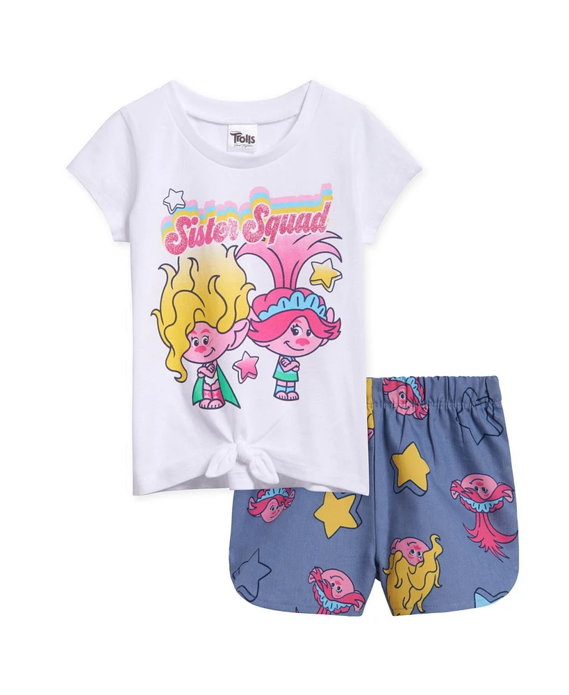 DreamWorks Toddler Girls Trolls Poppy Viva T-Shirt and Chambray Shorts Outfit Set to