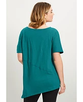 June + Vie Plus Short-Sleeve Asymmetrical Tunic