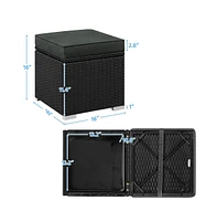 Yaheetech Set of 2 Resin Wicker Ottomans with Hidden Storage