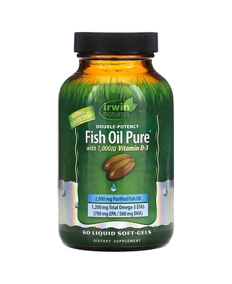 Irwin Naturals Double-Potency Fish Oil Pure, Citrus Flavor with Vitamin D