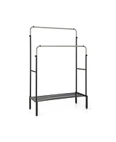 Sugift Double Rod Clothes Garment Rack with Adjustable Heights