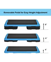 Skonyon 43 Inches Height Adjustable Fitness Aerobic Step with Risers-Blue