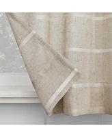 Clean Window Twill Stripe Anti-Dust Linen Blend Sheer Cafe Curtain Pair