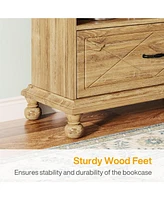 Tribesigns 6-Shelf Bookcase Set of 2, 71 Inch Tall Floor Standing Bookshelf with Drawer and Solid Wood Legs, 6-Tier Large Open Display Storage Book Sh