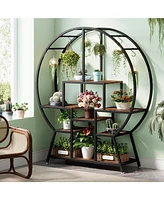 Tribesigns 65" Large Bookshelf Bookcase, Industrial Round Etagere Bookshelves with 7