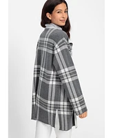 Olsen Women's Long Sleeve Plaid Cardigan