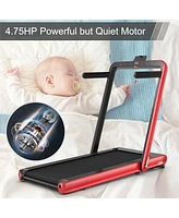 Skonyon 4.75HP 2 In 1 Folding Treadmill with Remote App Control-Red