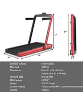 Skonyon 4.75HP 2 In 1 Folding Treadmill with Remote App Control-Red