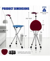Givimo Lightweight Adjustable Folding Cane Seat with Light-Blue