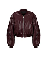 Nocturne Women's Faux Leather Bomber Jacket