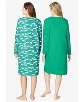 Dreams & Co. Women's 2-Pack Long-Sleeve Sleepshirt