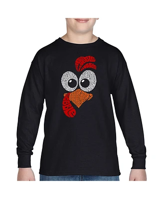 La Pop Art Boys Turkey Face Word Long Sleeve T-Shirt