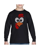 La Pop Art Boys Turkey Face Word Long Sleeve T-Shirt