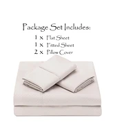 Chanasya Premium Embossed Light Gray Queen Bed Sheets Set 4-Piece - Soft Stripe Diamond Pattern 1 Flat Sheet Fitted 2 Pillowcases