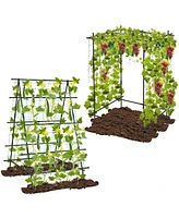 Skonyon A-Frame Garden Cucumber Trellis with Netting for Climbing Plants Outdoor-Black