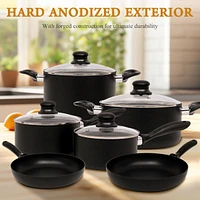 16-Piece Kitchen Hard-Anodized Aluminum Nonstick Cookware Set with Silicone Kitchen Utensils