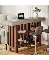 Tribesigns 63-Inch Large Home Bar Unit, Modern 2-Tier Bar Table with Footrest, Corner Mini Coffee Bar Cabinet for Home Kitchen Pub, Dining Room, Livin