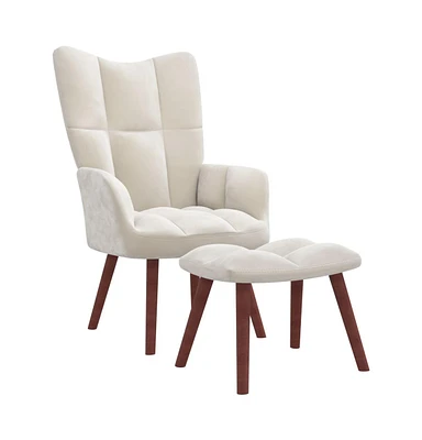 vidaXL Relaxing Chair with a Stool Velvet