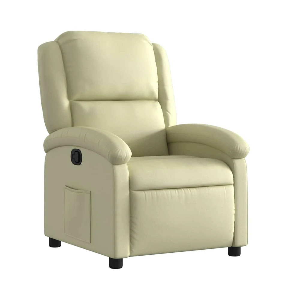 vidaXL Recliner Chair Cream Real Leather