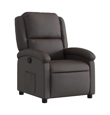 vidaXL Recliner Chair Dark Brown Real Leather