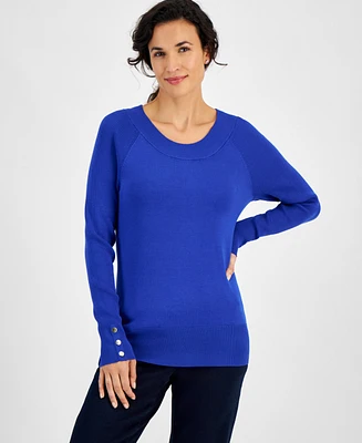 Jm Collection Women's Rib-Knit Raglan-Sleeve Sweater, Created for Macy's