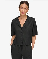 Dkny Women's Button-Front Dolman-Sleeve Linen Top